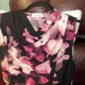 Calvin Klein Black and Pink Floral Dress Size Large NWT